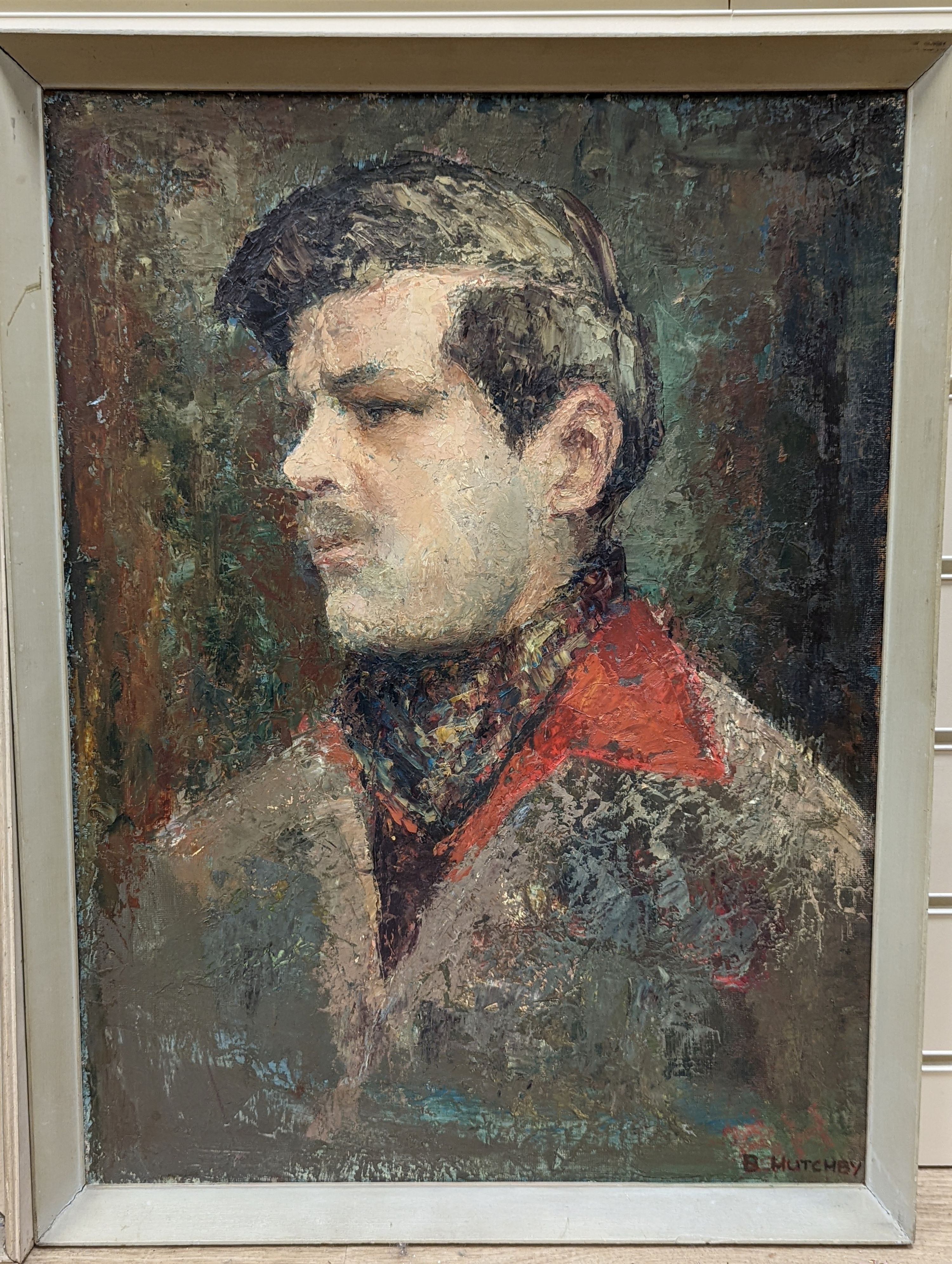 Barbara Hutchby, two oils on board, Portraits of gentleman, signed, largest 60 x 45cm